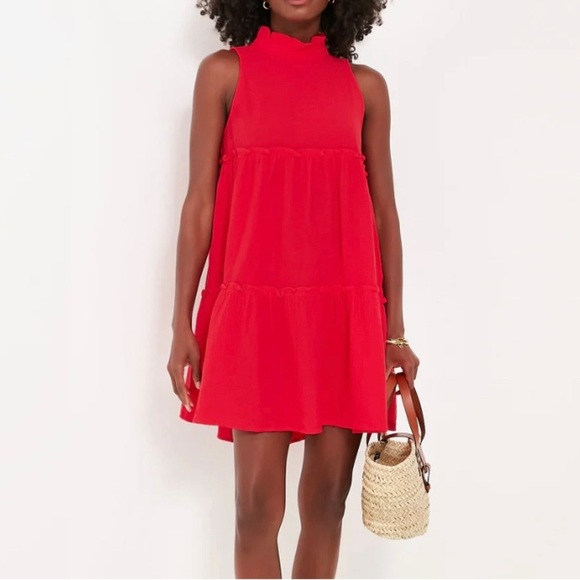Pomander place tuckernucker Red Lightweight Gauze a line Morgan Dress small - Picture 1 of 7